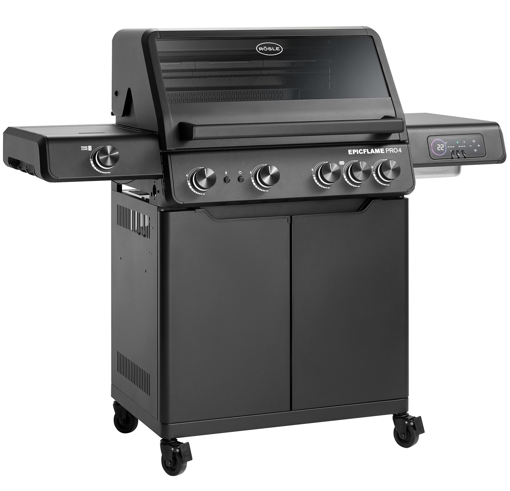 Rösle Gasgrill EPICFLAME PRO 4 Schwarz mit PRIMEZONE und Backburner 251165
