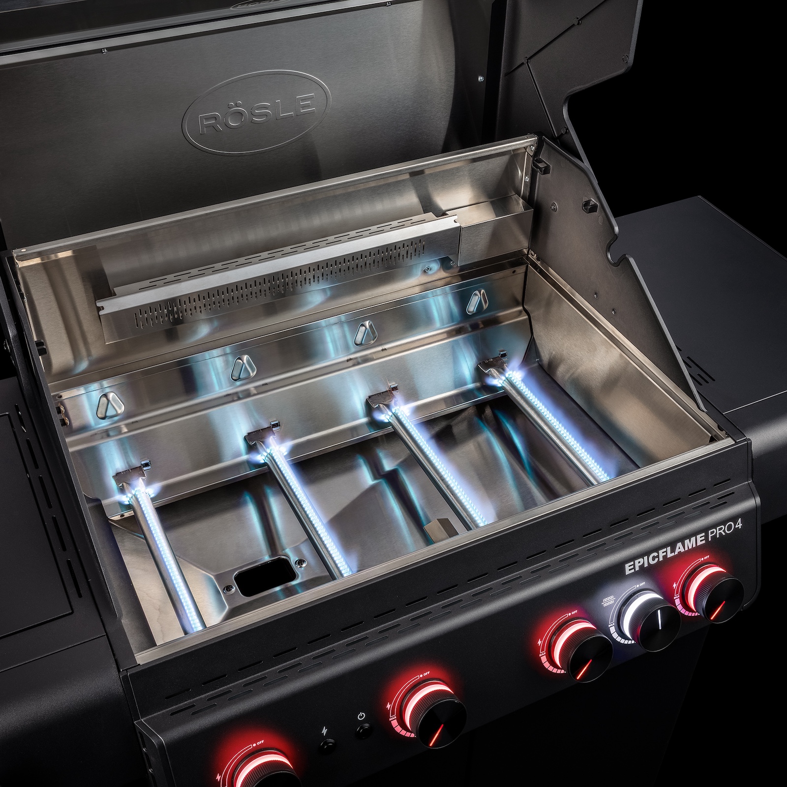 Rösle Gasgrill EPICFLAME PRO 4 Schwarz mit PRIMEZONE und Backburner 251165