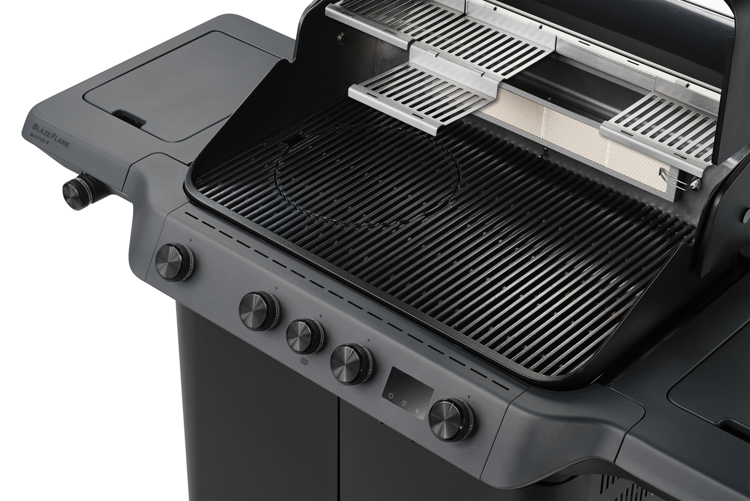 Rösle Gasgrill BLAZEFLAME Master 4 Schwarz mit PRIMEZONE, Backburner und Seitenbrenner 250601