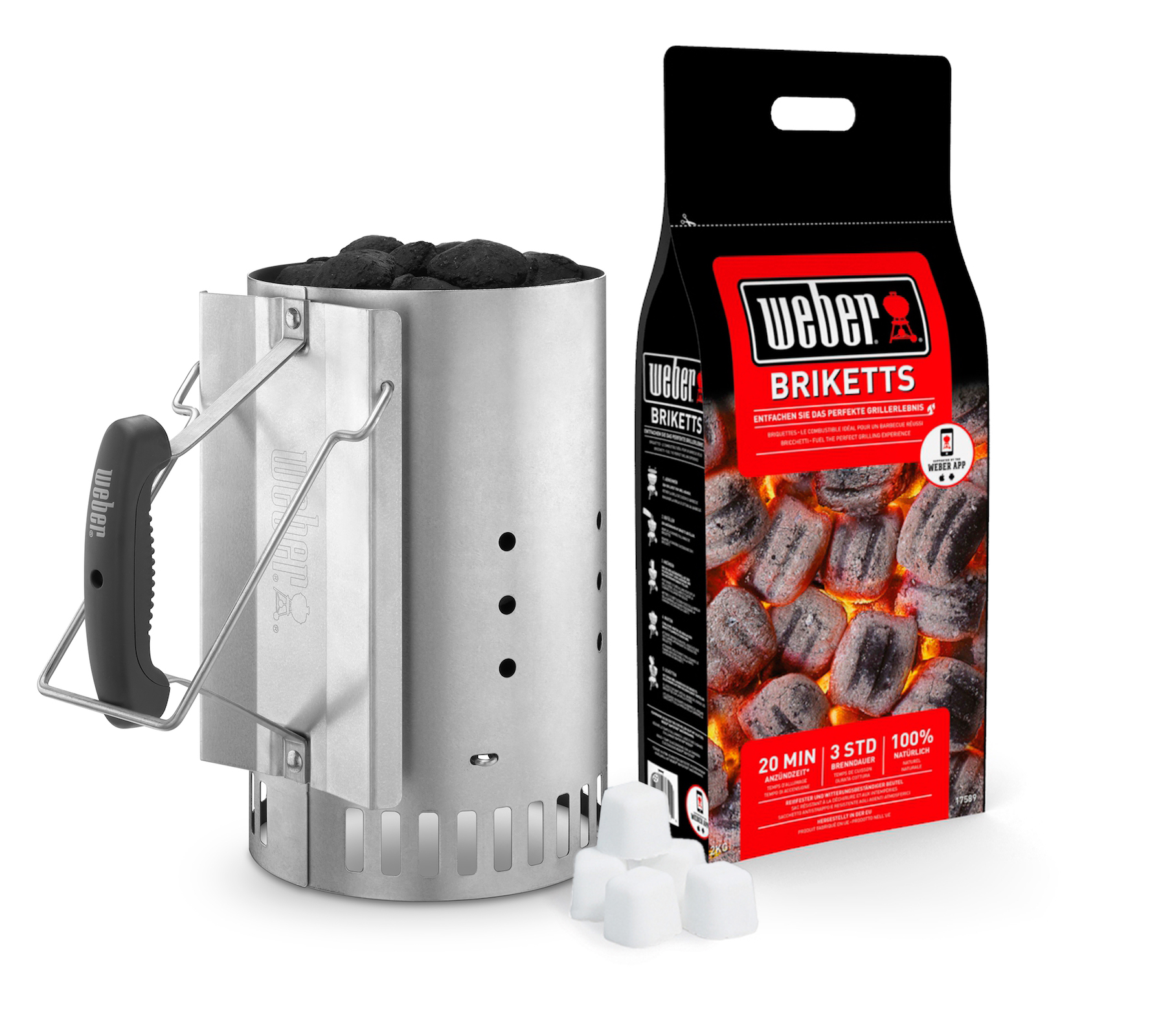 Anzünden und Temperaturentwicklung  Weber Anzünd-Set Anzündkamin Rapid Fire Chimney Starter Set 17631