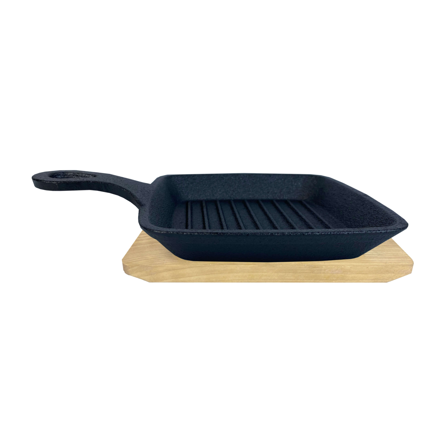 Gusseisenkuss® Gusseisenpfanne mit Griff und Holzuntersetzer 14x14 cm Gusspfanne Gusseisenkuss® Gusseisenpfanne mit Griff und Holzuntersetzer 14x14 cm Gusspfanne