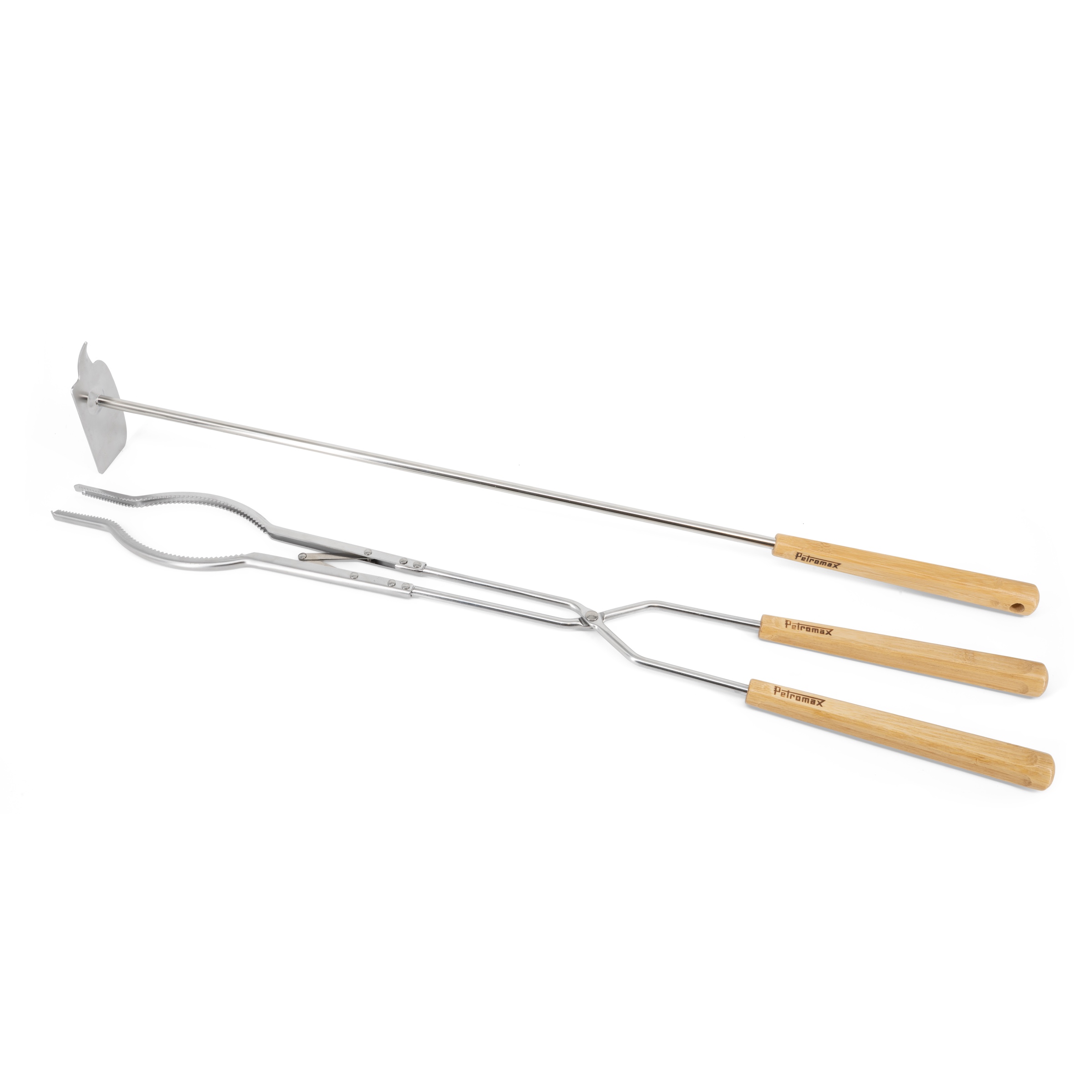 Petromax Lagerfeuerbesteck Grillzange und Schürhaken aus Edelstahl CFCUTLERY