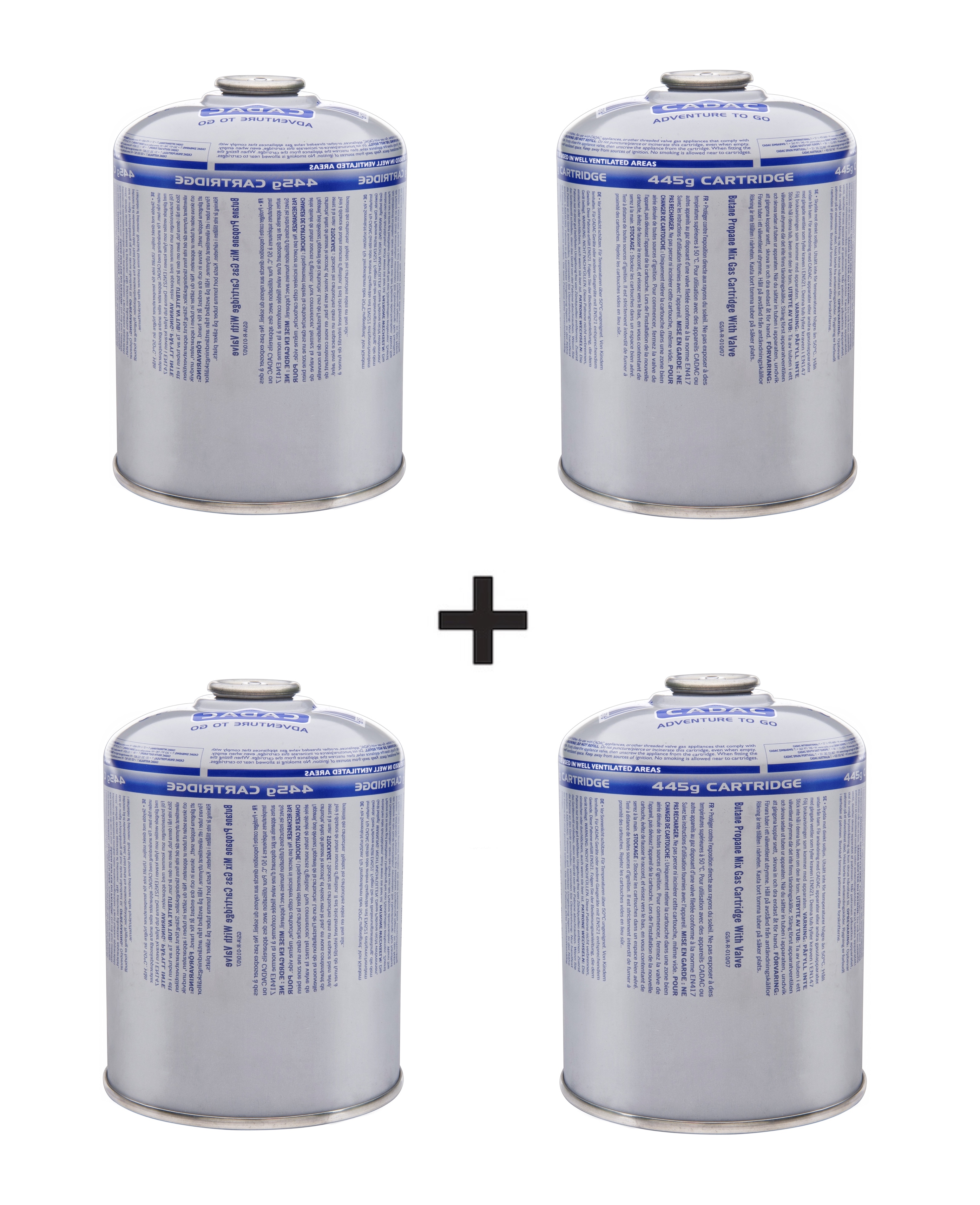Cadac Gascartridge 4er Vorteils-Set Gaskartusche Button/Propan 445g 4xCA445-N