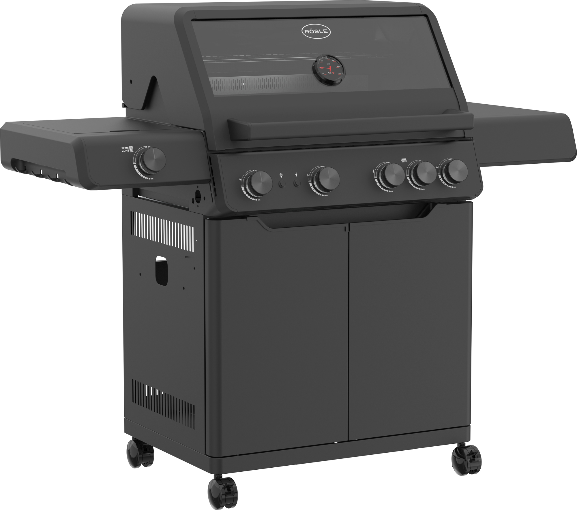 Rösle Gasgrill ALLFLAME Hero 4 Schwarz mit PRIMEZONE und Backburner 251053