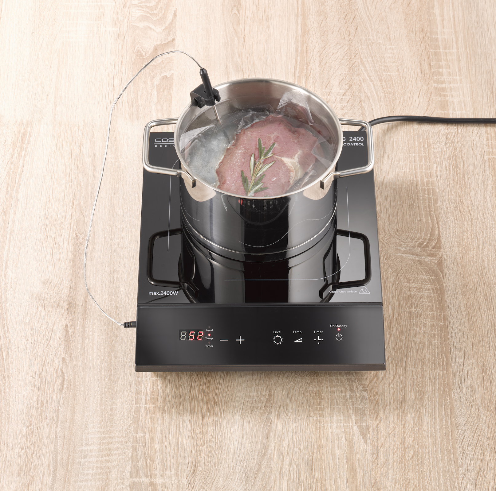 Caso Design TC 2400 Thermo Control Mobiles Induktionskochfeld Kochplatte mit Temperaturkontrolle