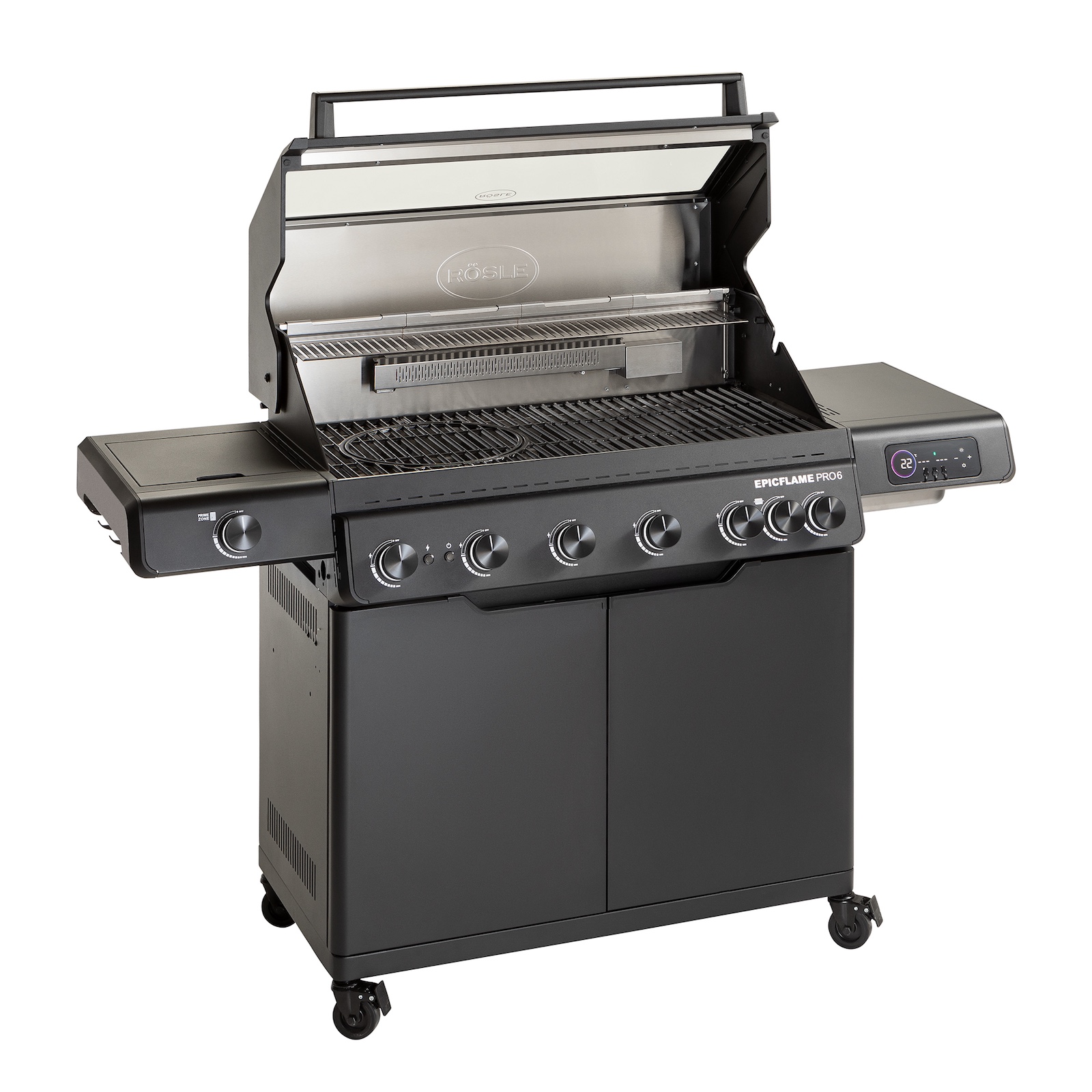 Rösle Gasgrill EPICFLAME PRO 6 Schwarz mit PRIMEZONE und Backburner 251166
