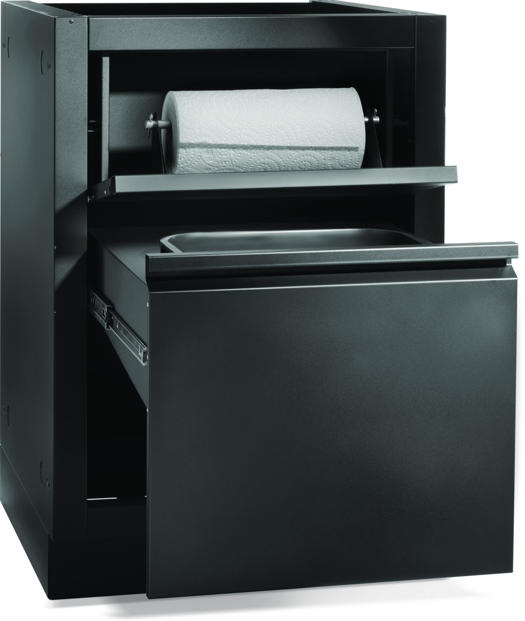 Napoleon Oasis Einbau Unterschrank Mülleimerschrank mit Küchenrollenhalter Mattschwarz IM-WDC-MK-1