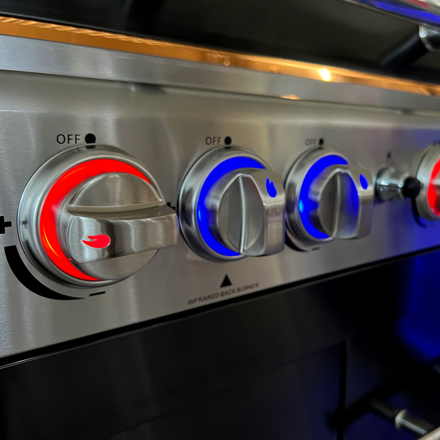 ALLGRILL Metallguss Drehknöpfe mit LED-Beleuchtung und Farbwechsler für CHEF Gasgrills (50-)