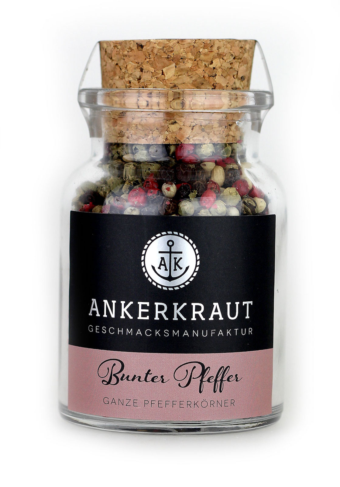 Ankerkraut Bunter Pfeffer Ganz Pfefferkörner im Korkenglas 70 g Pfeffergewürz Ankerkraut Bunter Pfeffer Ganz Pfefferkörner im Korkenglas 70 g Pfeffergewürz