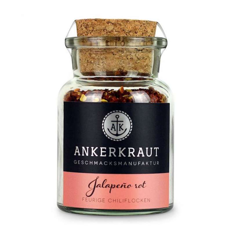 Ankerkraut Jalapeno rot Gewürz Chilis geschrotet Jalapenogewürz Korkenglas 55 g