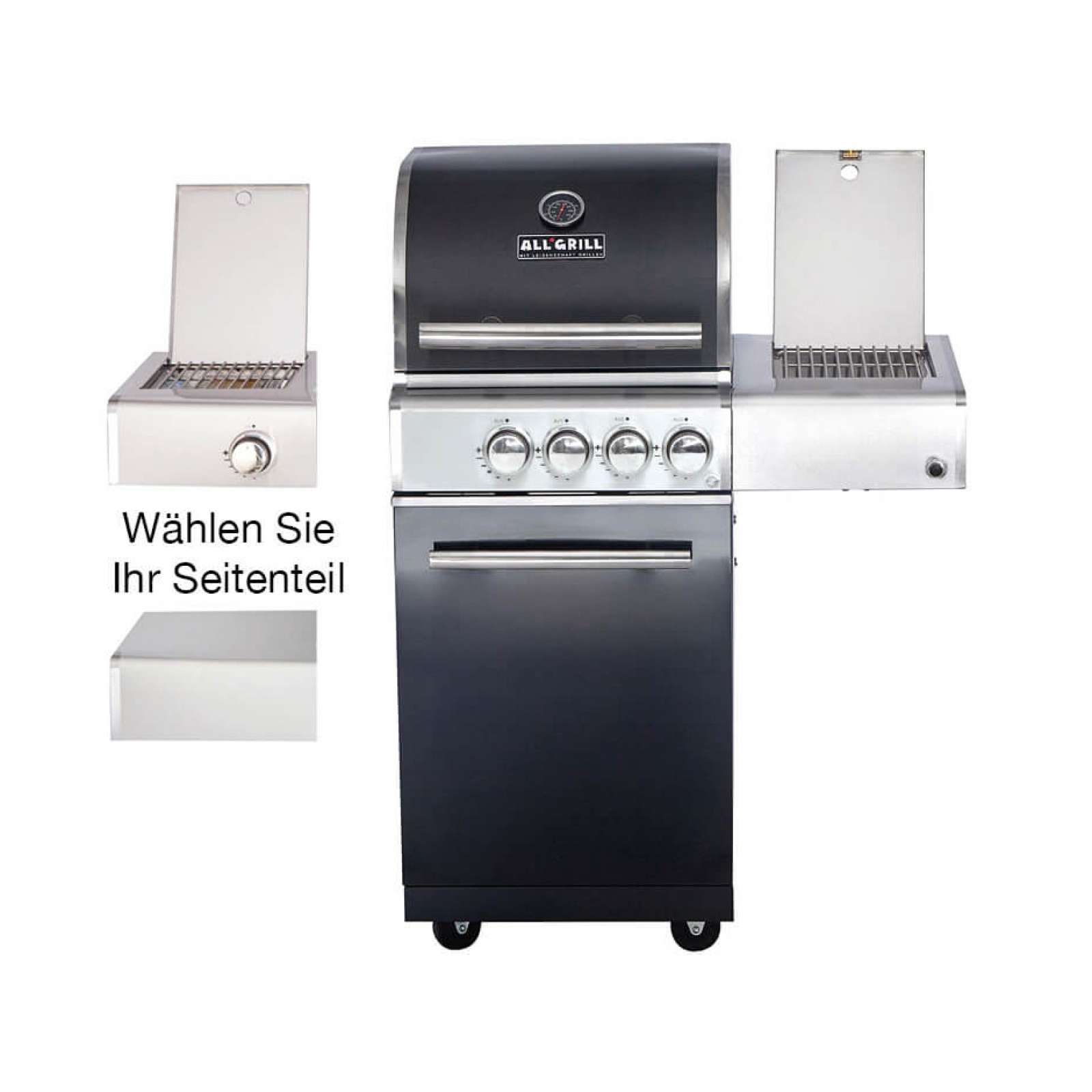 Allgrill Top-Line Modular CHEF S Black Gasgrill 2 Brenner/Seitenkocher/Backburner