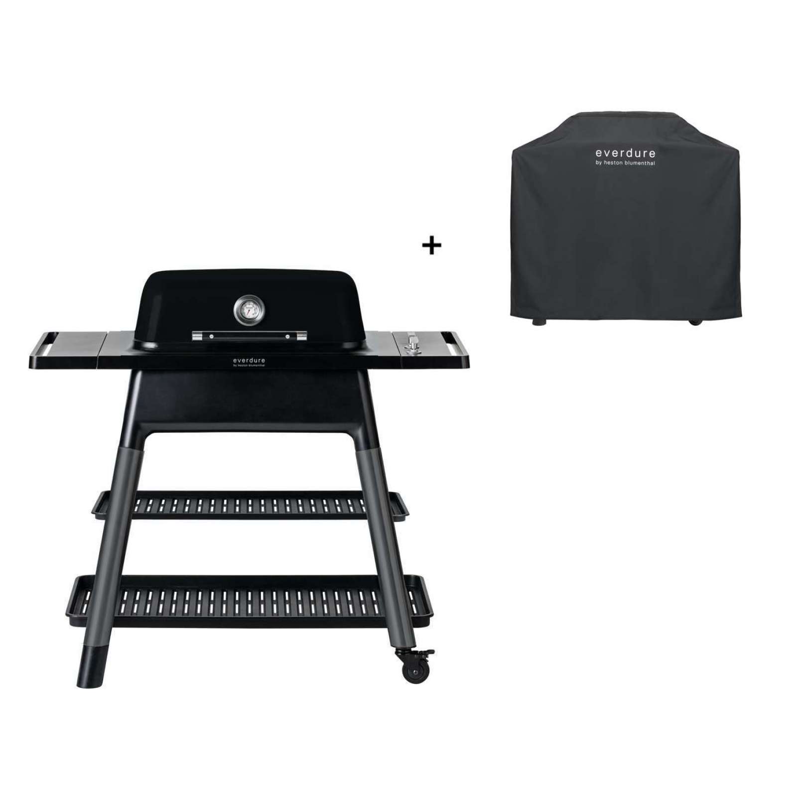 Everdure Force Gasgrill 2-Brenner mit Doppelboden Farbe Schwarz inkl. Premium Abdeckhaube