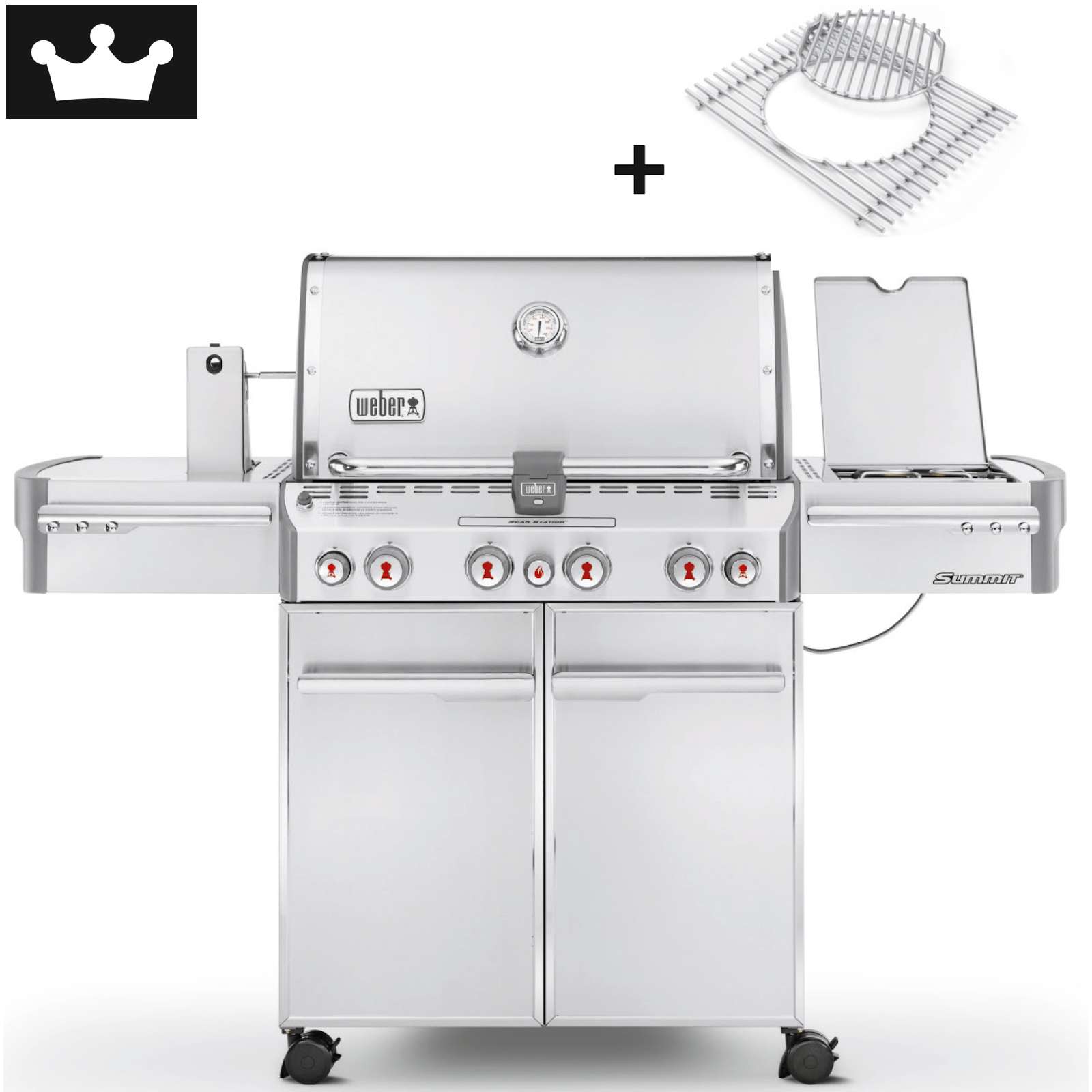 Weber Gasgrill Summit S-470 GBS Edelstahl mit Premium Abdeckhaube