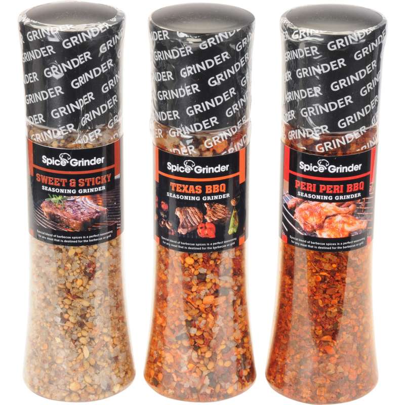 Grillgewürz 3er Set Peri Peri & Texas BBQ & Sweet & Sticky Gewürzmühle