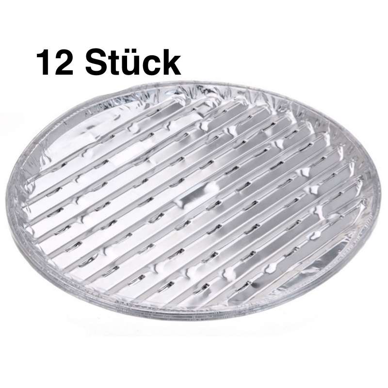12 Stück Aluschale ø 35 cm Grillschale Grillteller Grillplatte Grillunterlage