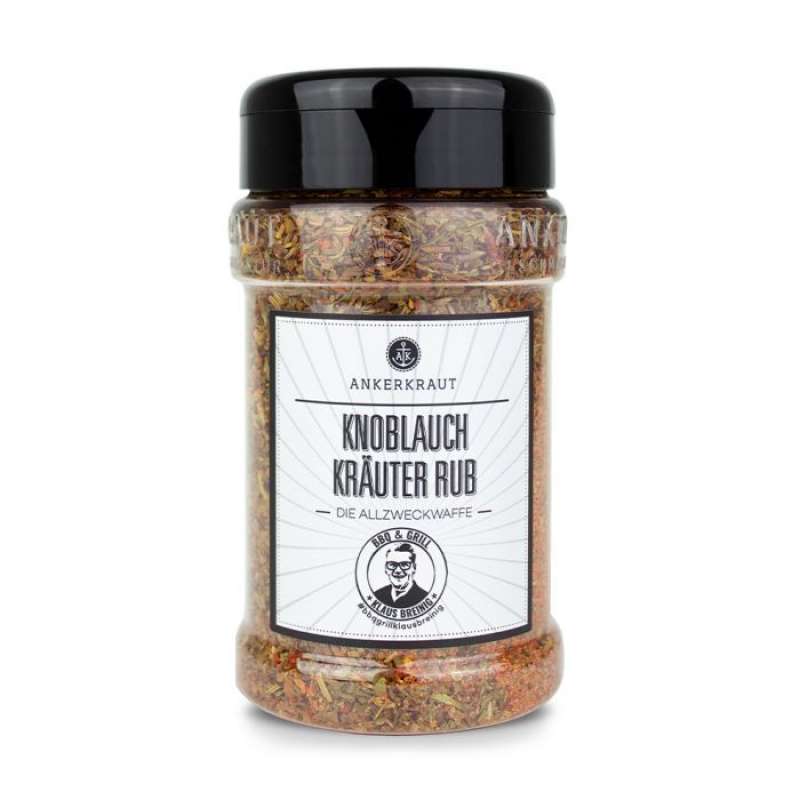 Ankerkraut Knoblauch Kräuter Rub Gewürzzubereitung Gewürzmischung im Streuer 210 g