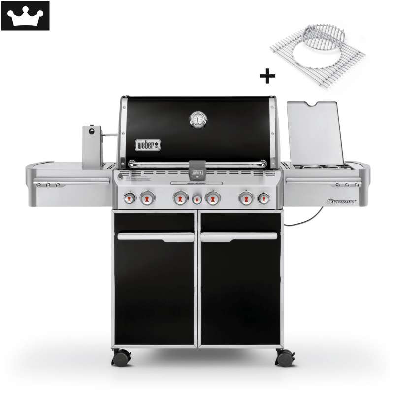 Weber Gasgrill Summit E-470 GBS Black mit Premium Abdeckhaube