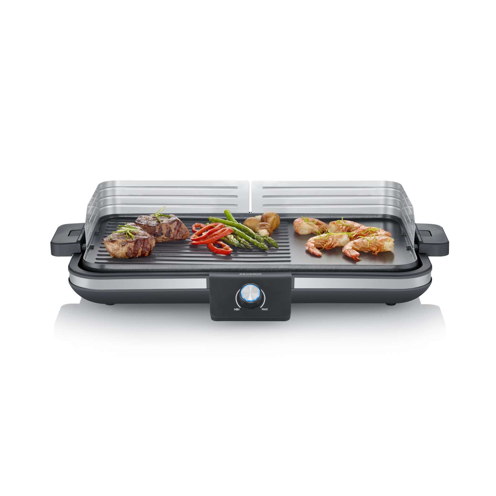 SEVERIN Tischgrill Plancha PG 8564 Elektrogrill inkl. Windschutz