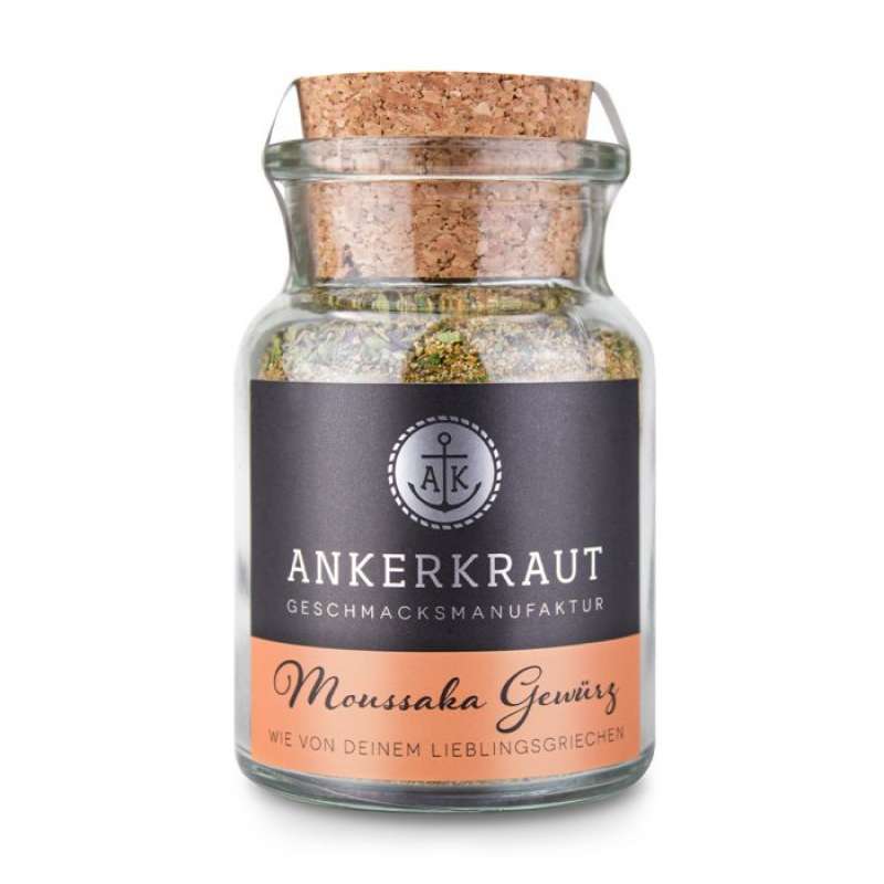 Ankerkraut Moussaka Gewürz Gewürzmischung Gewürzzubereitung für Moussaka im Korkenglas 80 g