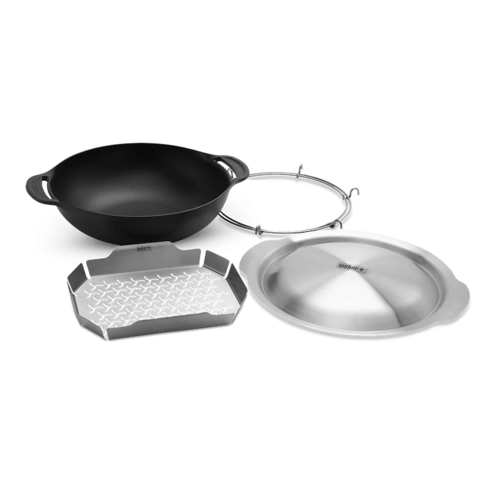 Weber CRAFTED Wok & Dampfgarer Set GBS 4-teilig inklusive Deckel, Dünsteinsatz und Standring