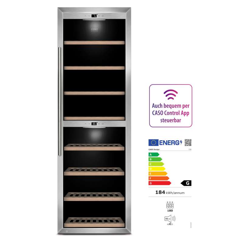 Caso Design Wine Comfort 1800 Smart App-Gesteuerter Weinkühlschrank EEK: G / Spektrum: A-G