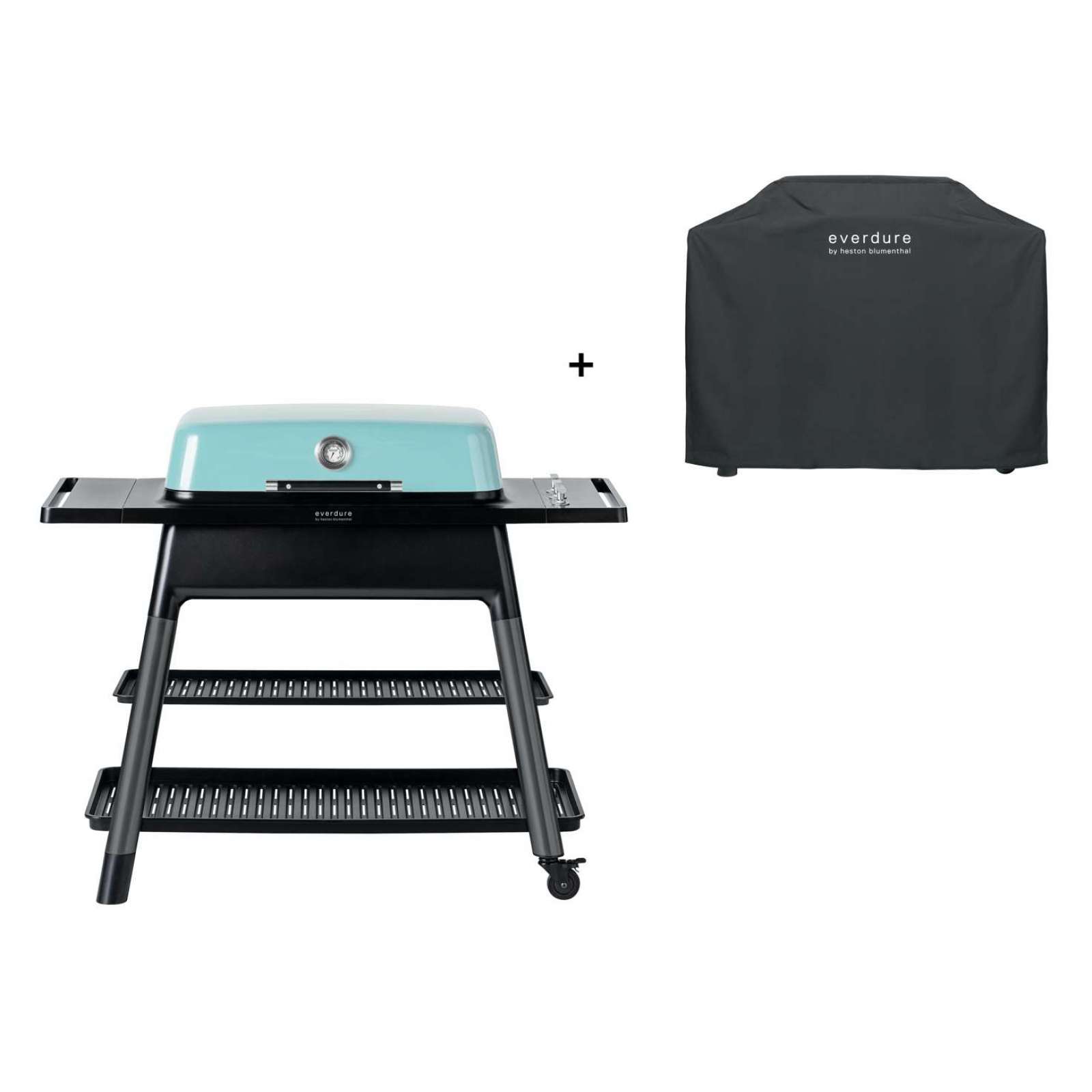 Everdure Furnace Gasgrill 3-Brenner mit Doppelboden Farbe Mint inkl. Premium Abdeckhaube