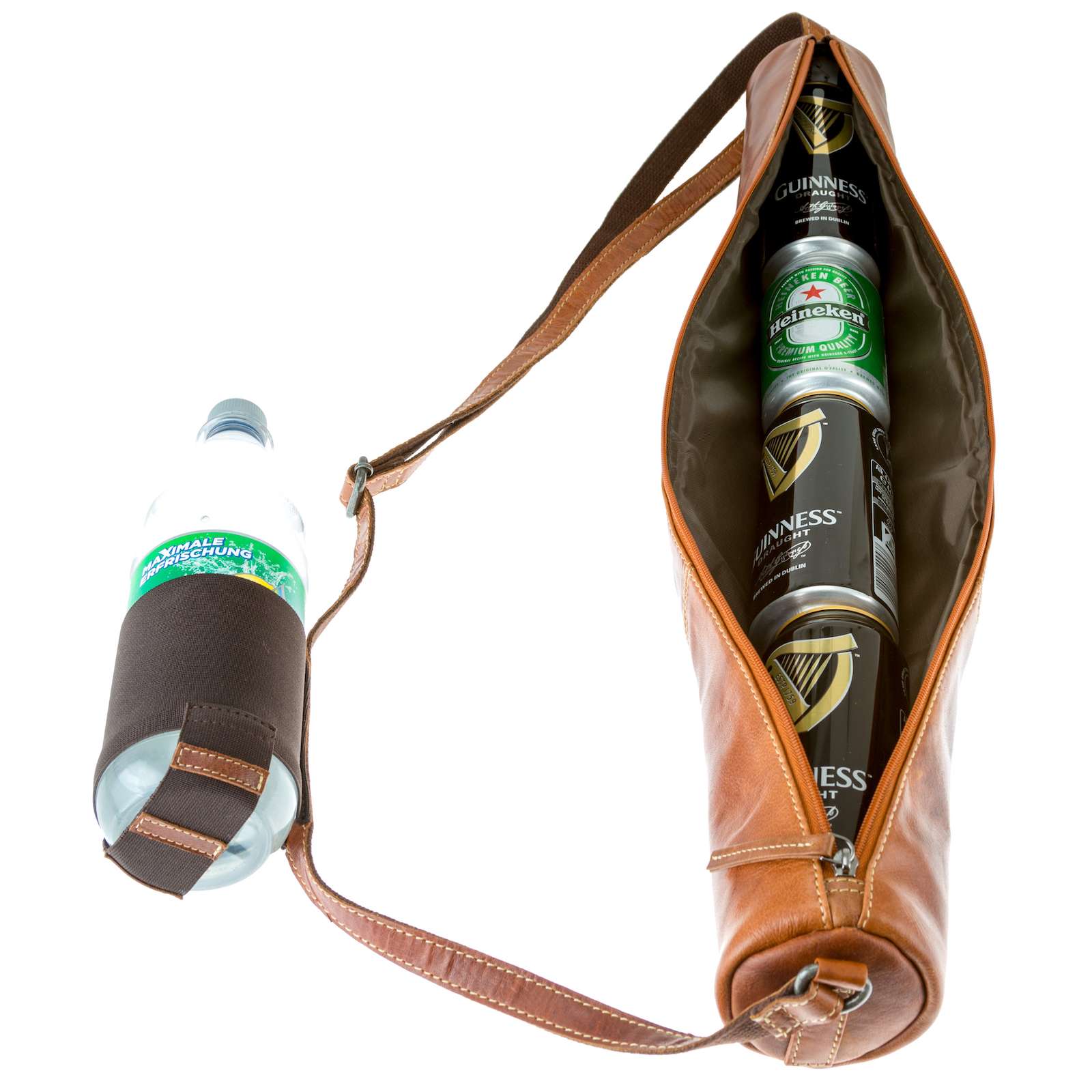 Alpenleder Getränkedosenhalter Transport-Rolle / Can Cooler MARCUS cognac CG2116-c