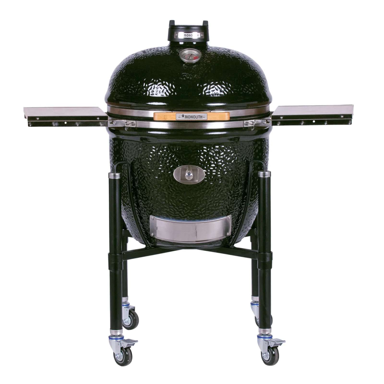 Monolith Keramikgrill LeCHEF PRO-Serie 2.0 Schwarz Ø 52 cm Grillrost mit Gestell/Seitentische