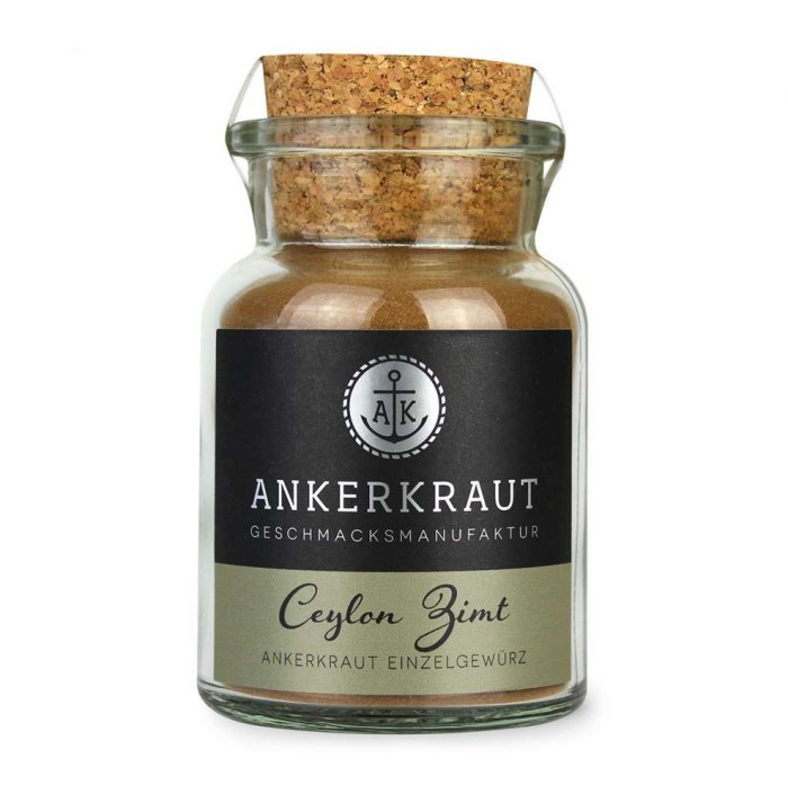 Ankerkraut Ceylon Zimt gemahlen Küchengewürz Backgewürz für Gebäck und Kekse im Korkenglas 55 g
