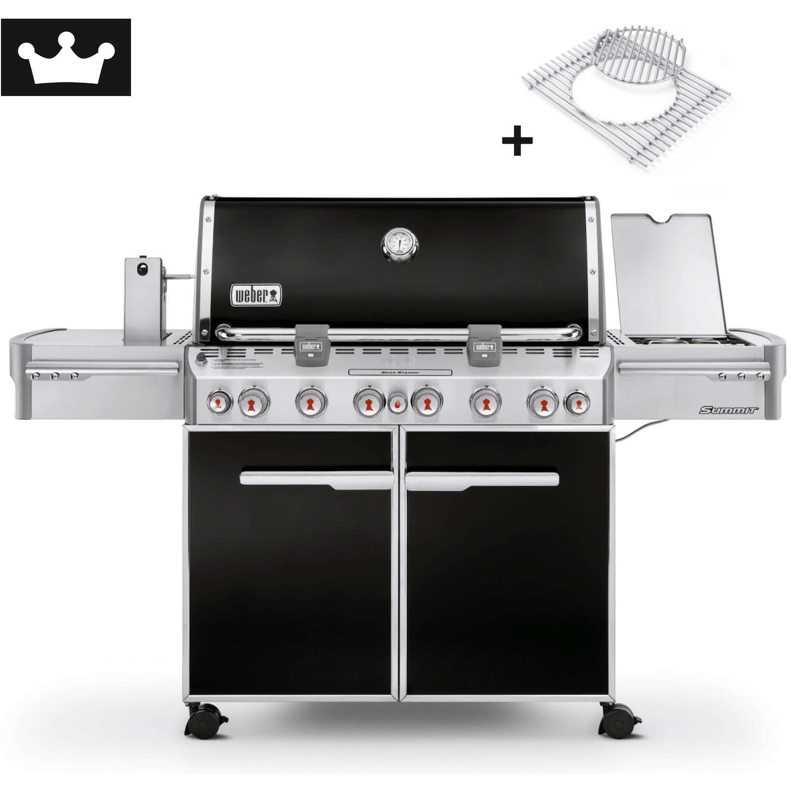 Weber Gasgrill Summit E-670 GBS Black mit Premium Abdeckhaube