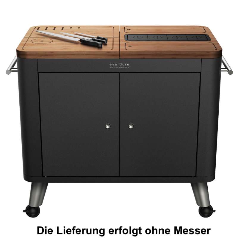 Everdure mobile Outdoor Küche Graphite Arbeitsplatte Beistelltisch mit 4 Laufrollen HBPK