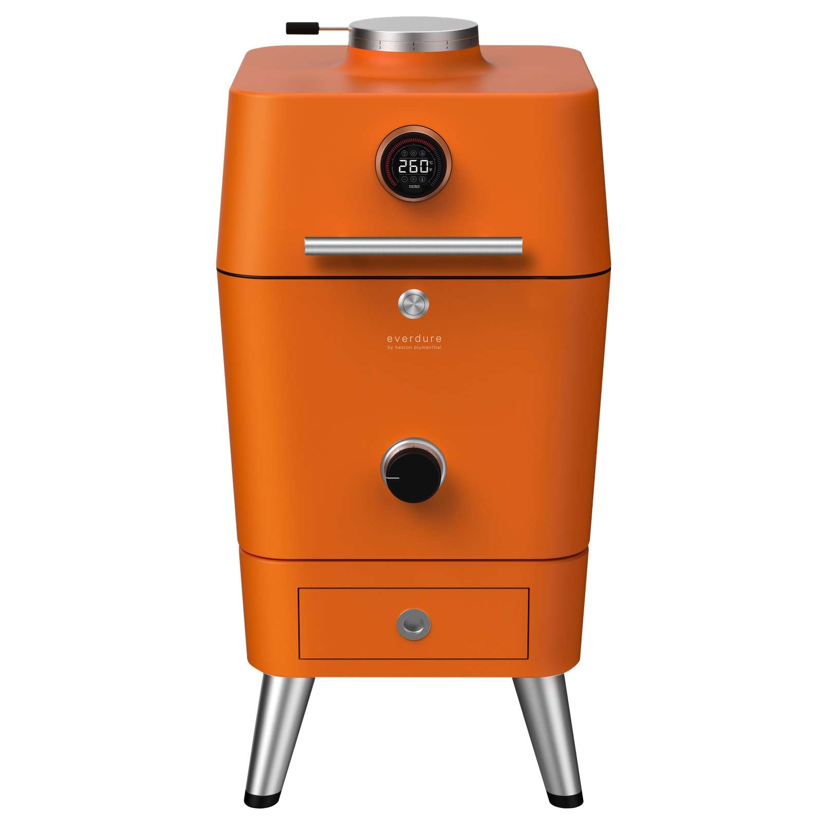 Everdure 4K Kamado Kohle- und elektrischer Outdoor Ofen mit elektrischem Anzünder Orange HBCE4KOEU
