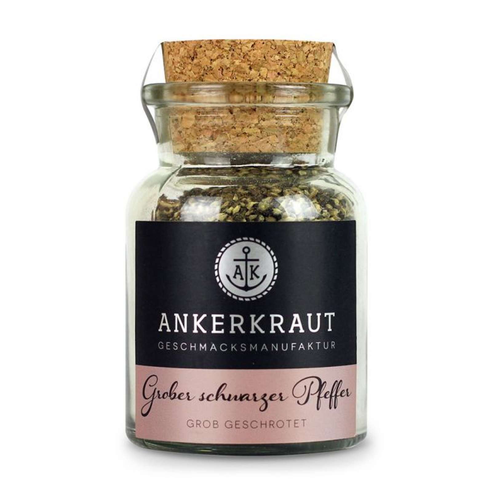 Ankerkraut Grober schwarzer Pfeffer Gewürzzubereitung Einzelgewürz im Korkenglas 70 g