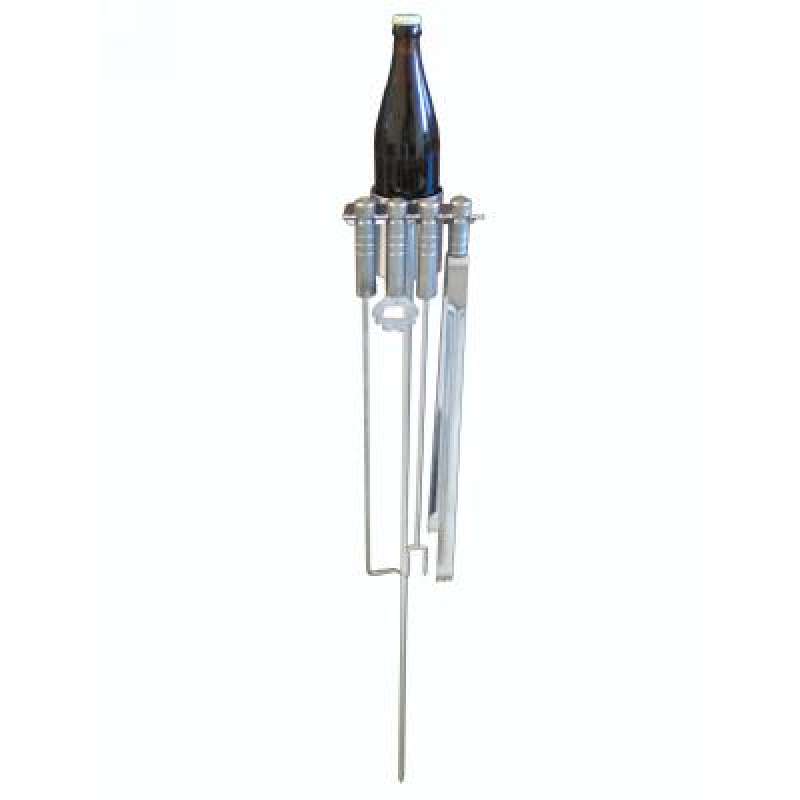 Schneider Halter für Besteck und 1 Stubbi Flasche inkl. Grillbesteck V2A