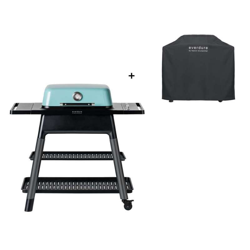 Everdure Force Gasgrill 2-Brenner mit Doppelboden Farbe Mint inkl. Premium Abdeckhaube
