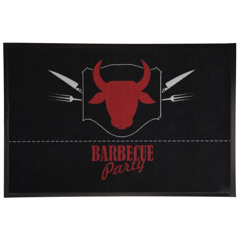 Grillmatte BBQ Fußmatte Grillteppich Schmutzfangmatte "Barbecue Party" schwarz