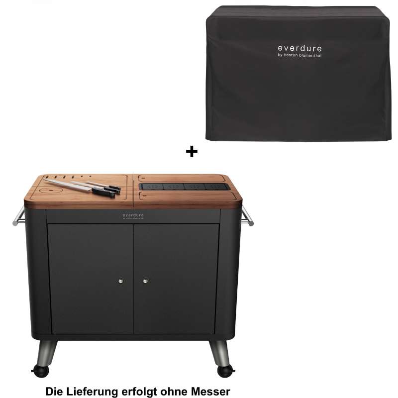 Everdure mobile Outdoor Küche Graphite Arbeitsplatte Beistelltisch inkl. Abdeckhaube