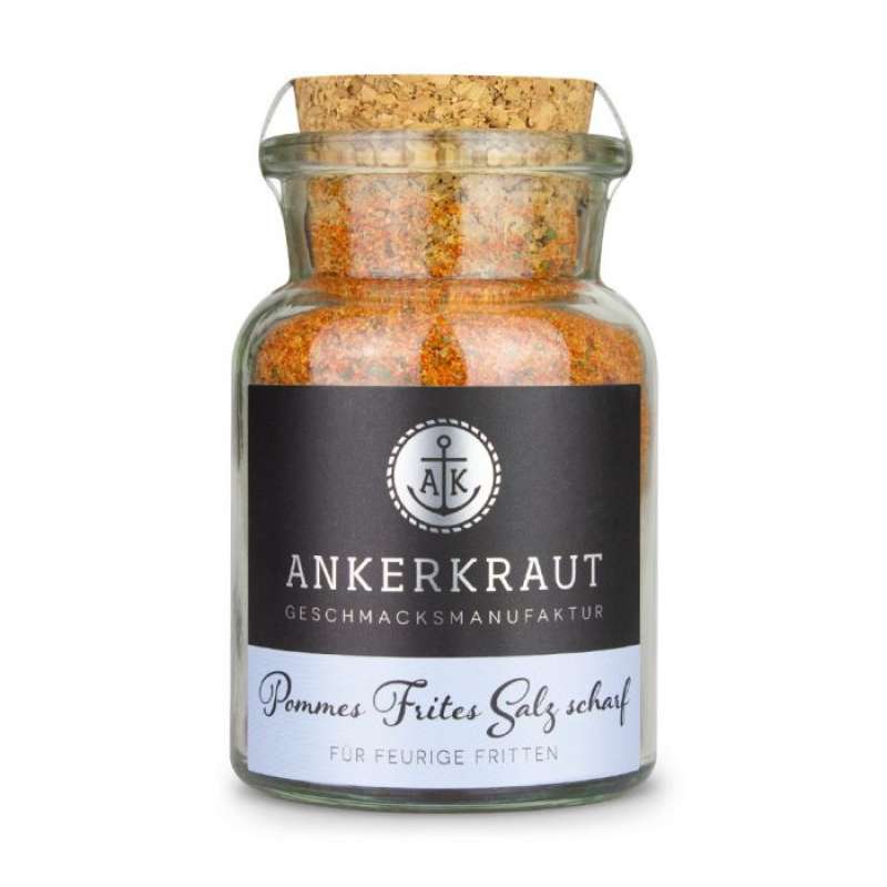 Ankerkraut Pommes Frites Salz Scharf Gewürzsalz im Korkenglas 120 g Pommesgewürz