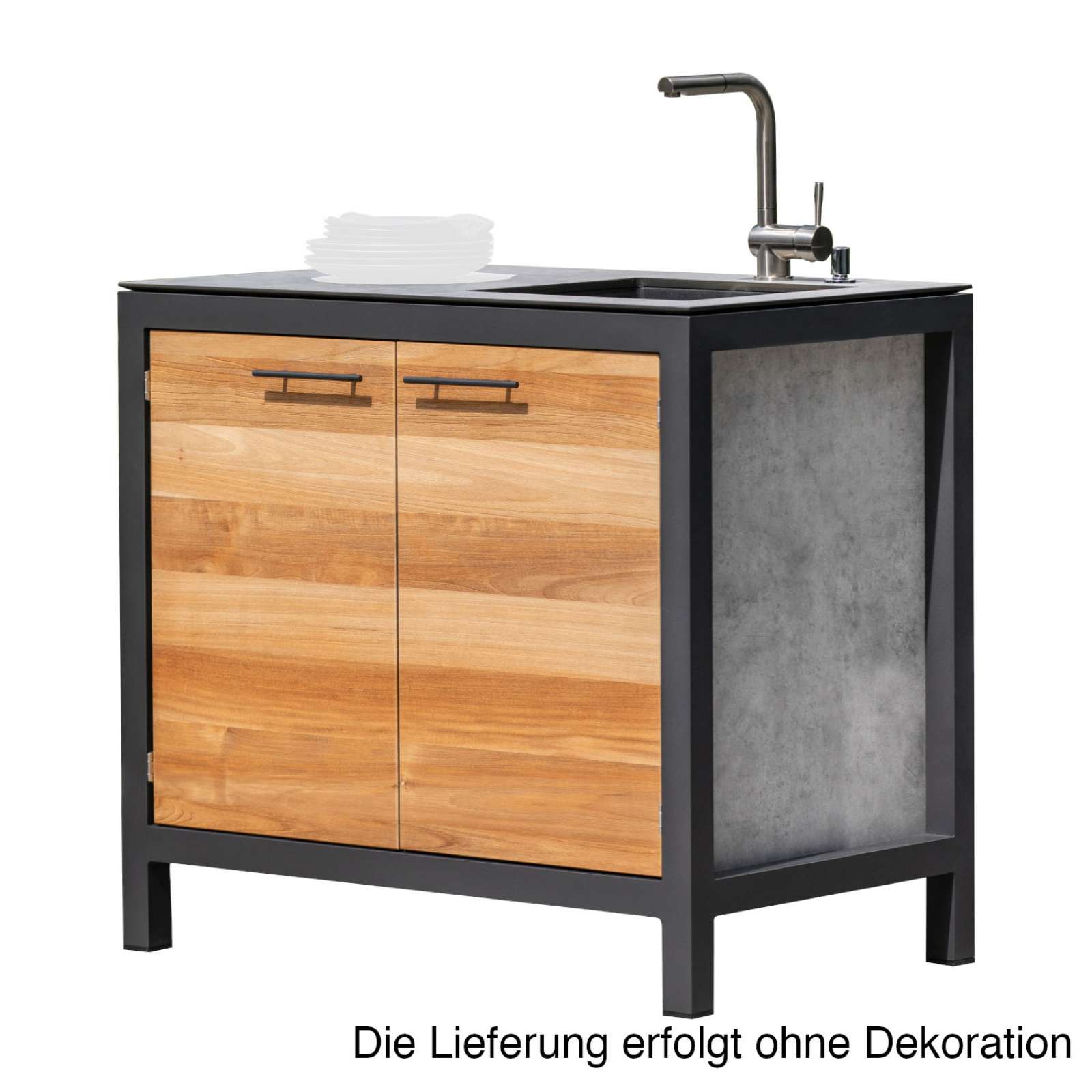 Niehoff Garden Spülstation Outdoor-Küche Black Line ca. 104,2x65x95,8 cm HPL/Teak