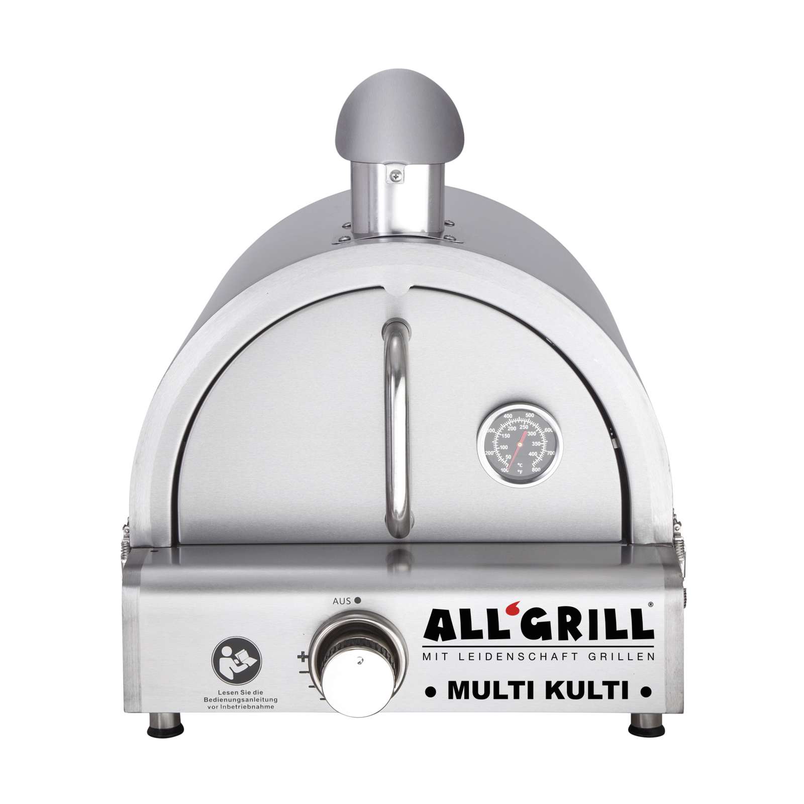 Allgrill MULTI-KULTI Set 2 zündgesichert - Gasgrill + Edelstahlpizzahaube mit Kamin