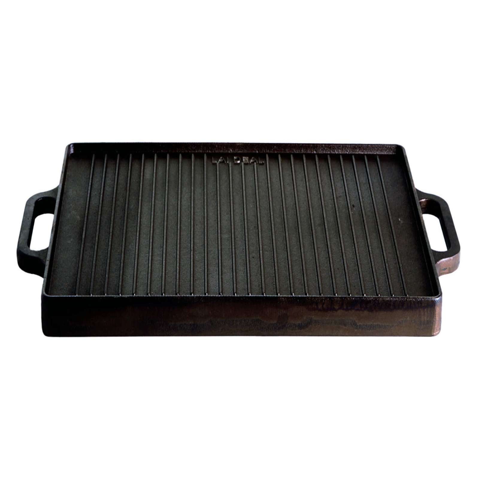 Gusseisenkuss® Grillplatte aus Gusseisen 38x38 cm Gussplatte Plancha geriffelt/glatt