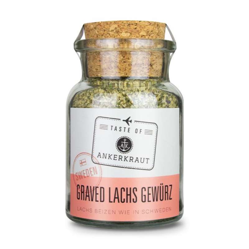 Ankerkraut Graved Lachs Gewürz (Schweden) Gewürzmischung Gewürzzubereitung im Korkenglas 120 g