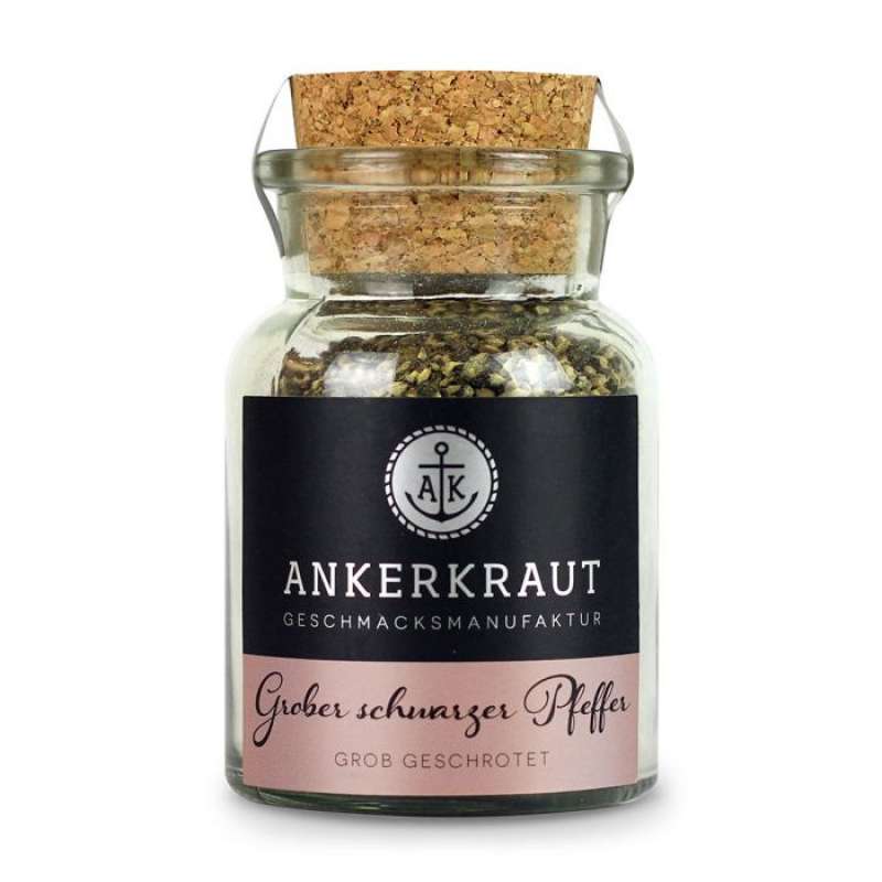 Ankerkraut Grober schwarzer Pfeffer Gewürzzubereitung Einzelgewürz im Korkenglas 70 g