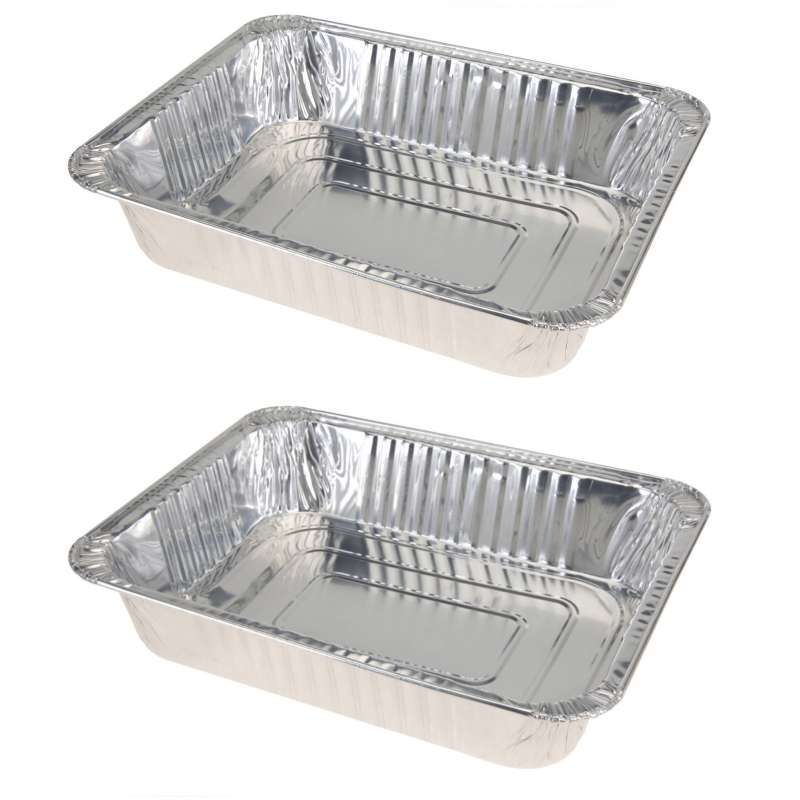ALU Grillschale 2 Stück Aluschale 32 x 26 x 6 cm Grillteller Aluteller Grillplatte