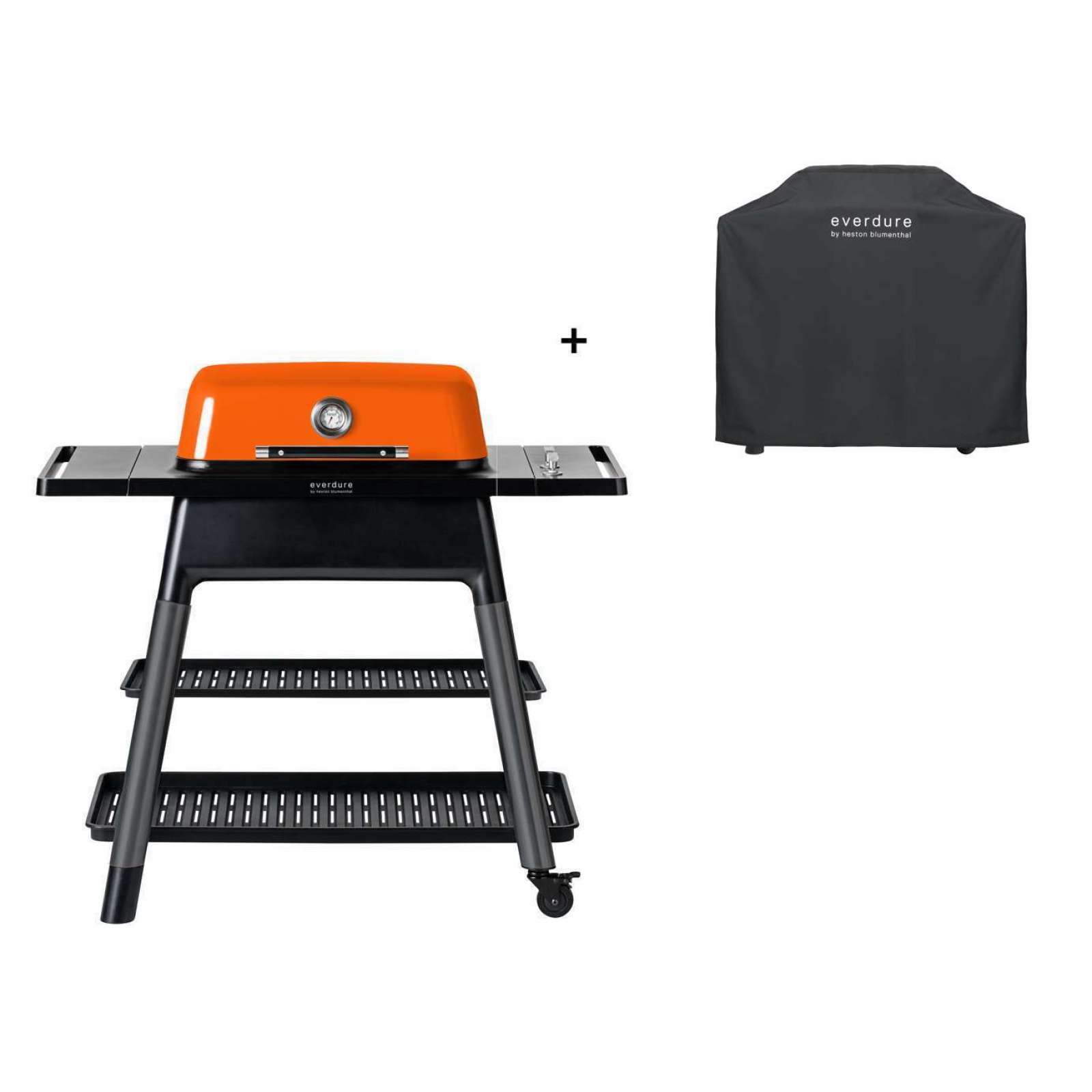 Everdure Force Gasgrill 2-Brenner mit Doppelboden Farbe Orange inkl. Premium Abdeckhaube