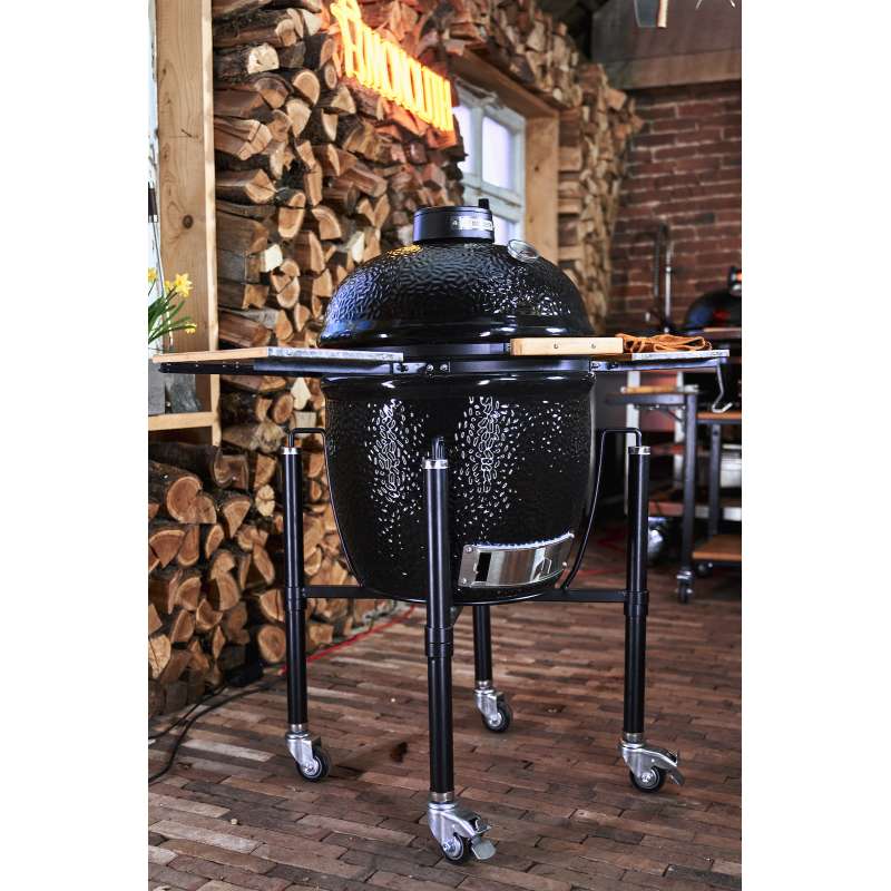 Monolith Keramikgrill Classic Basic Set Schwarz Ø 46 cm Grillrost mit Gestell und Seitentische