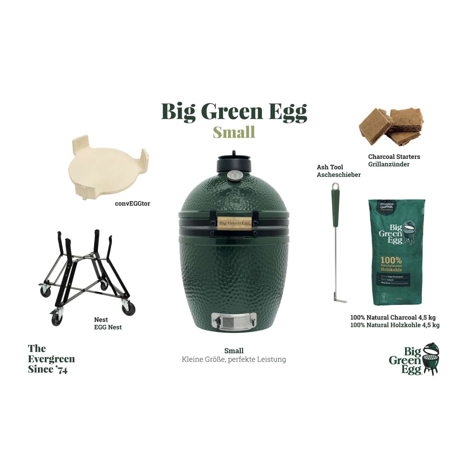 Big Green Egg S Small Starter-Paket Kamadogrill Keramikgrill ø 33 cm Grillrost für 4-6 Personen