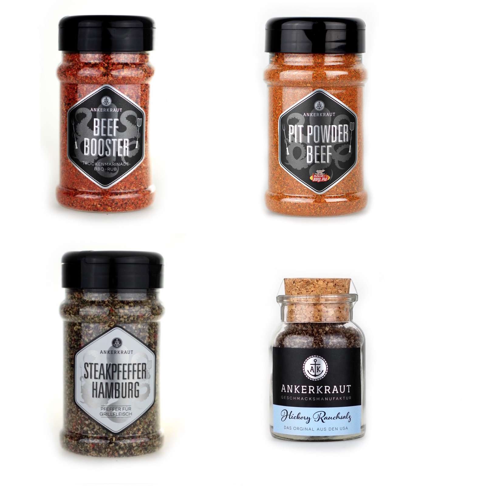 Ankerkraut 4er BBQ Rub Marinaden und Gewürze Set für Rindfleisch