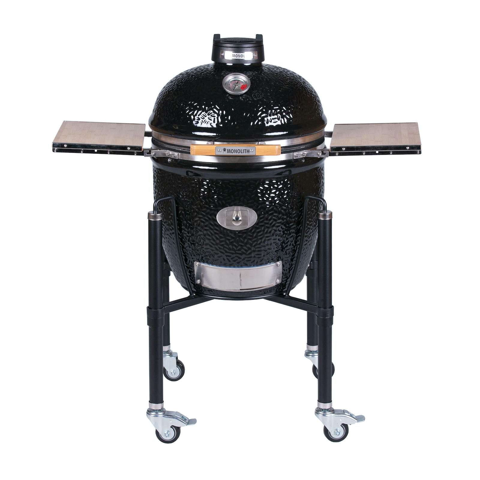 Monolith Keramikgrill Classic PRO-Serie 2.0 Schwarz Ø 44 cm Grillrost mit Gestell und Seitentische