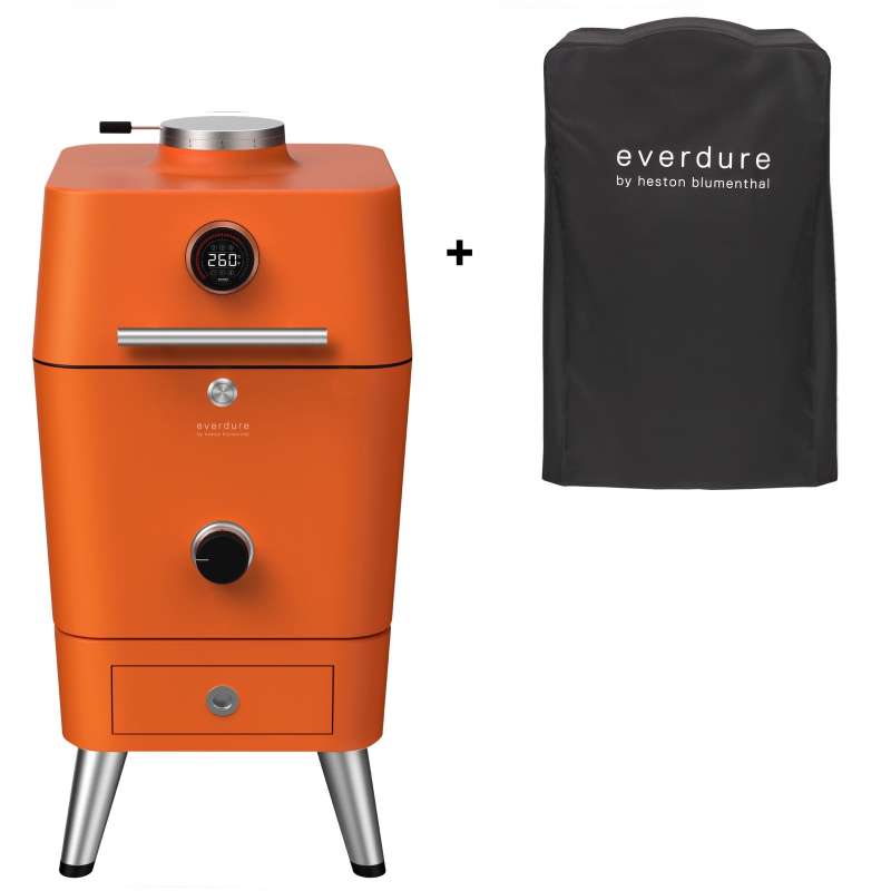 Everdure 4K Kamado Kohle- und elektrischer Outdoor Ofen Orange inkl. Premium Abdeckhaube